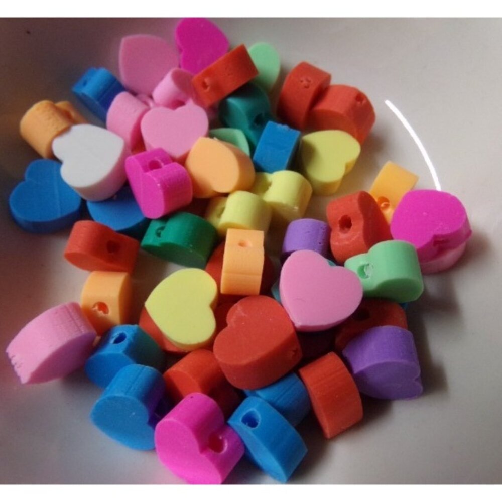 Mixed Color Heart Shape Polymer Clay Beads